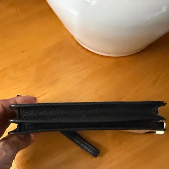 Coach Two-Tone Cream & Taupe Leather Crossbody Wristlet with Black Strap - Picture 12 of 16